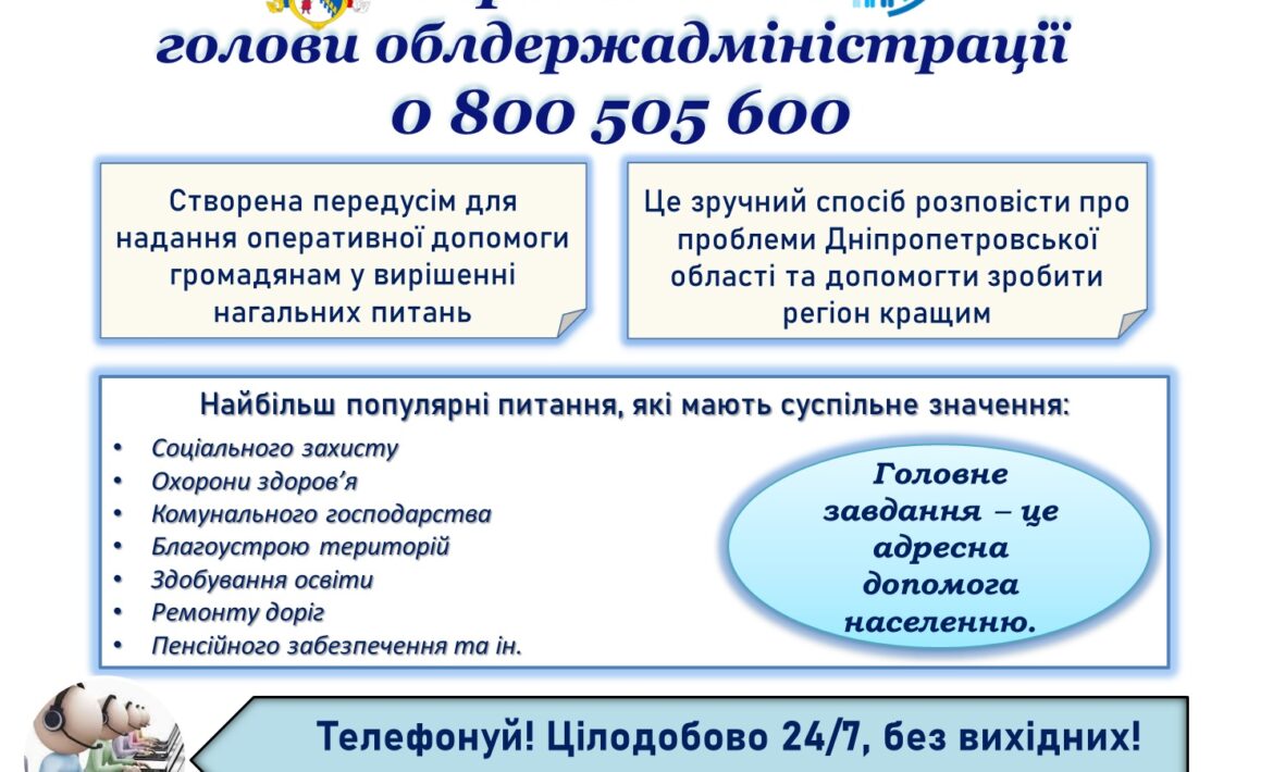 Гаряча лінія голови облдержадміністрації 0 800 505 600